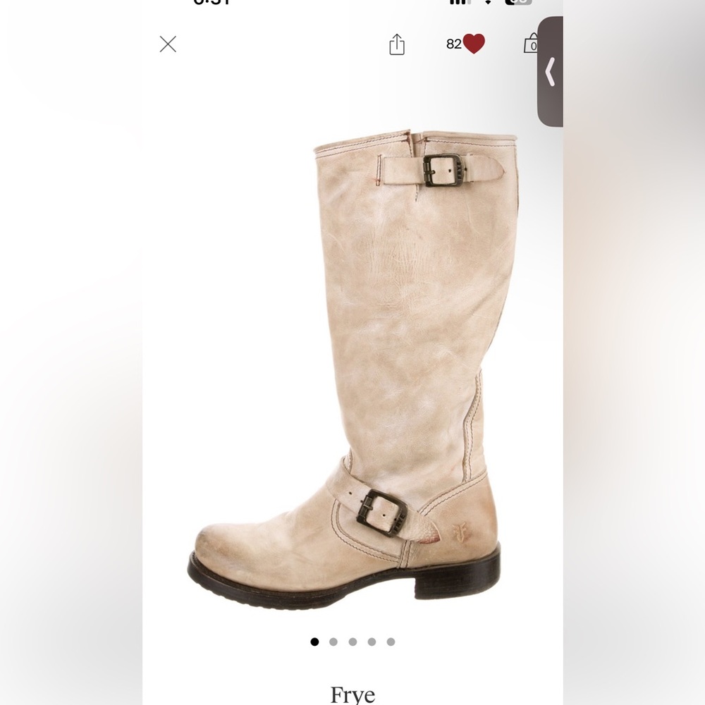 Vintage Frye size 8.5 white leather boots